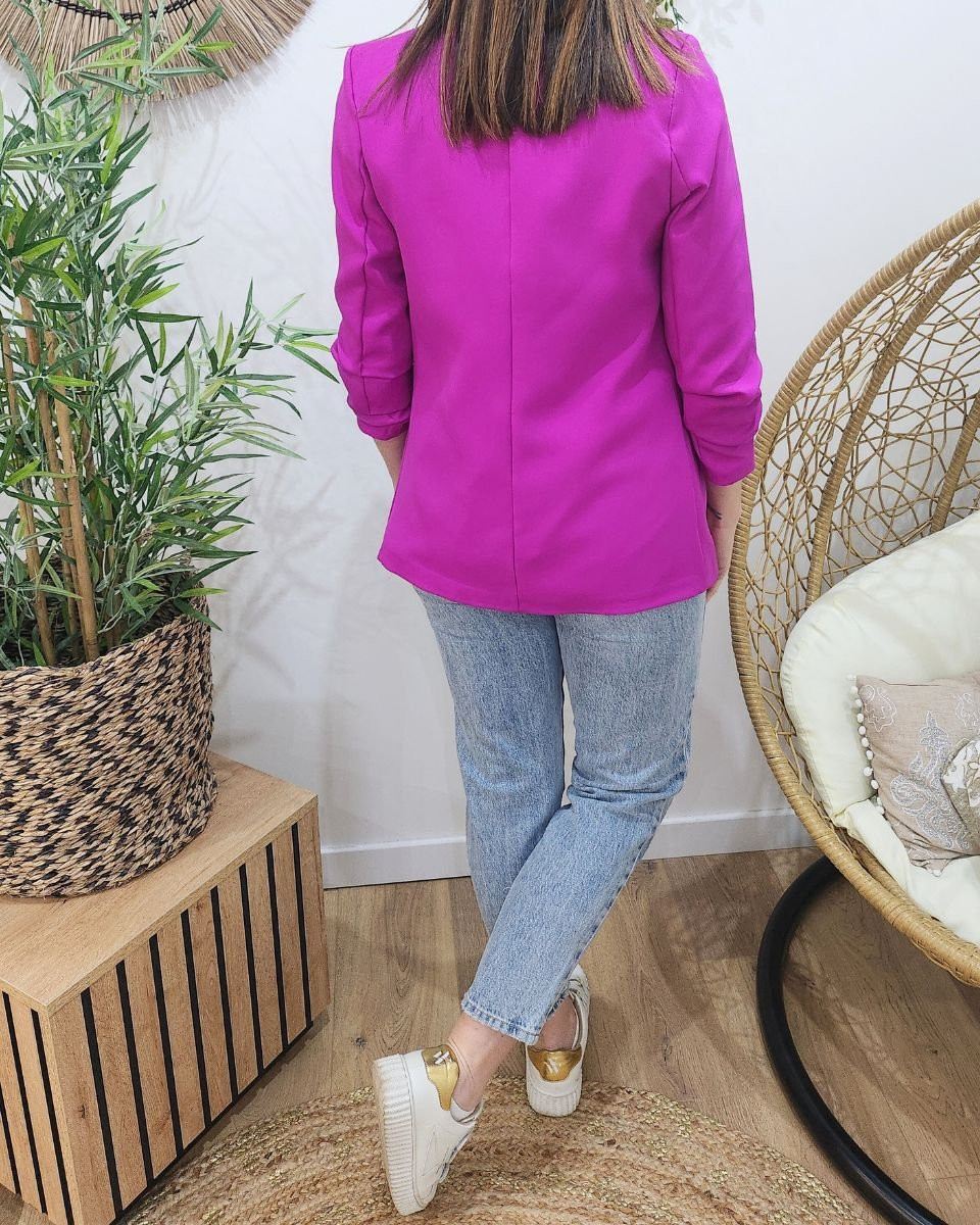 Blazer femme manches plissées mauve