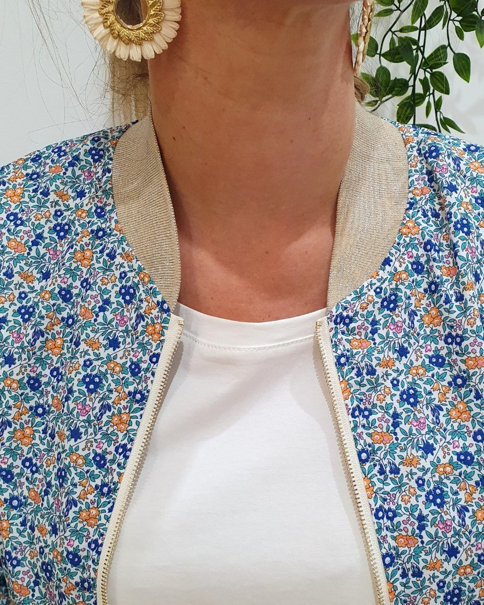 Bombers femme fleuri bleu Sybille