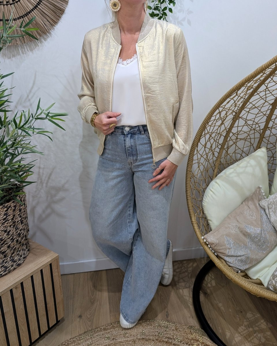 Bombers femme doré clair irisé