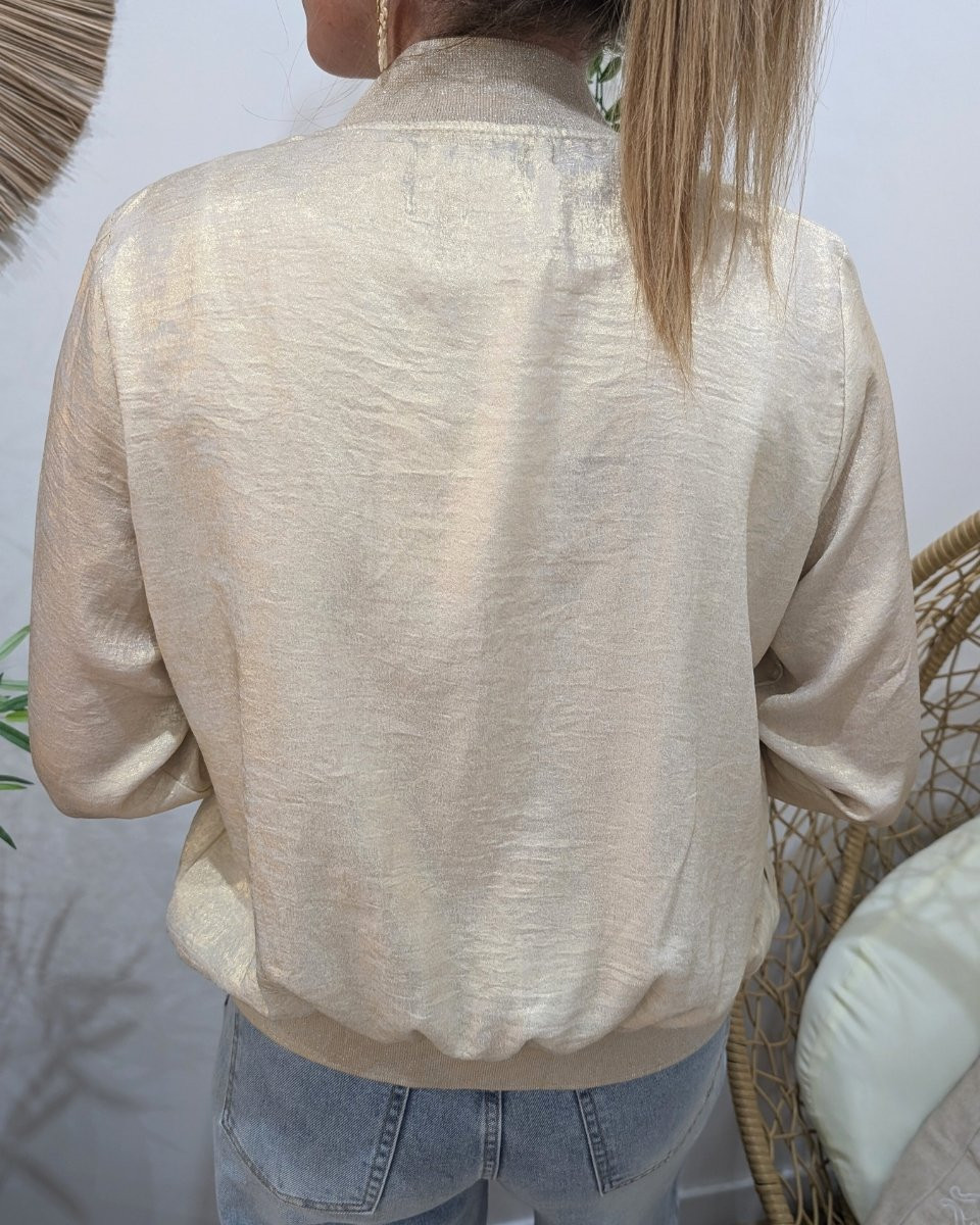Bombers femme doré clair irisé