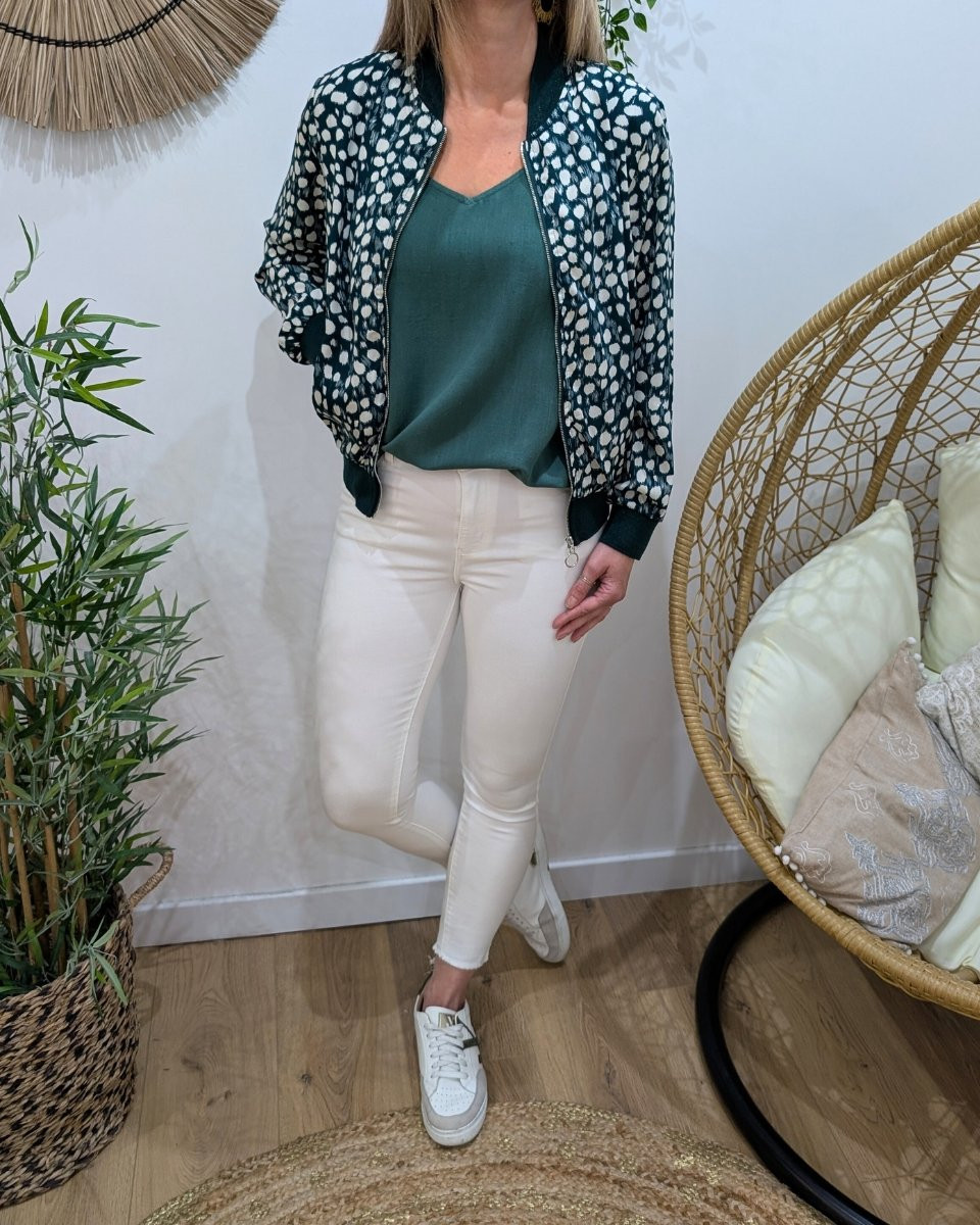 Bombers femme vert émeraude pois blancs Mazarine