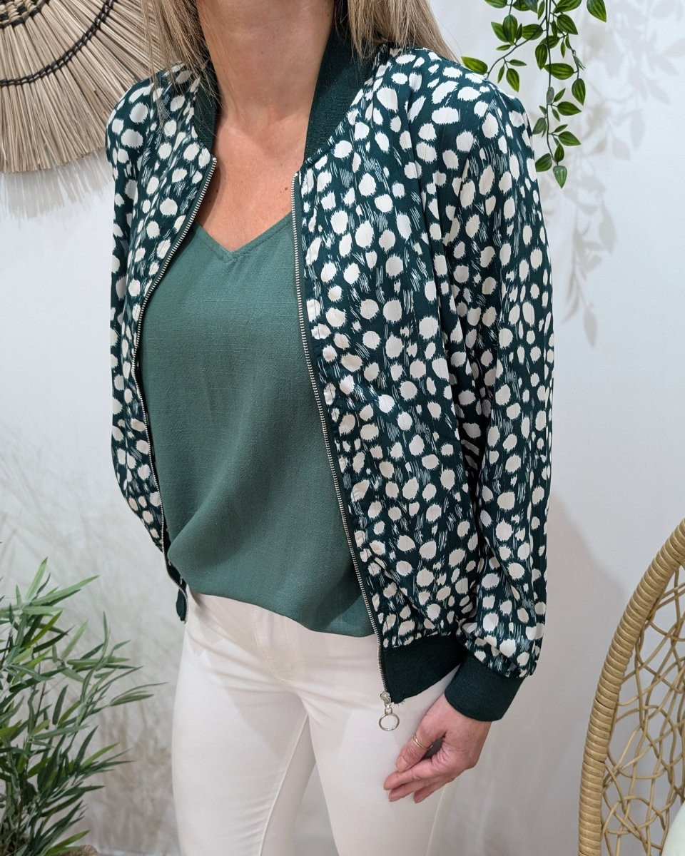Bombers femme vert émeraude pois blancs Mazarine
