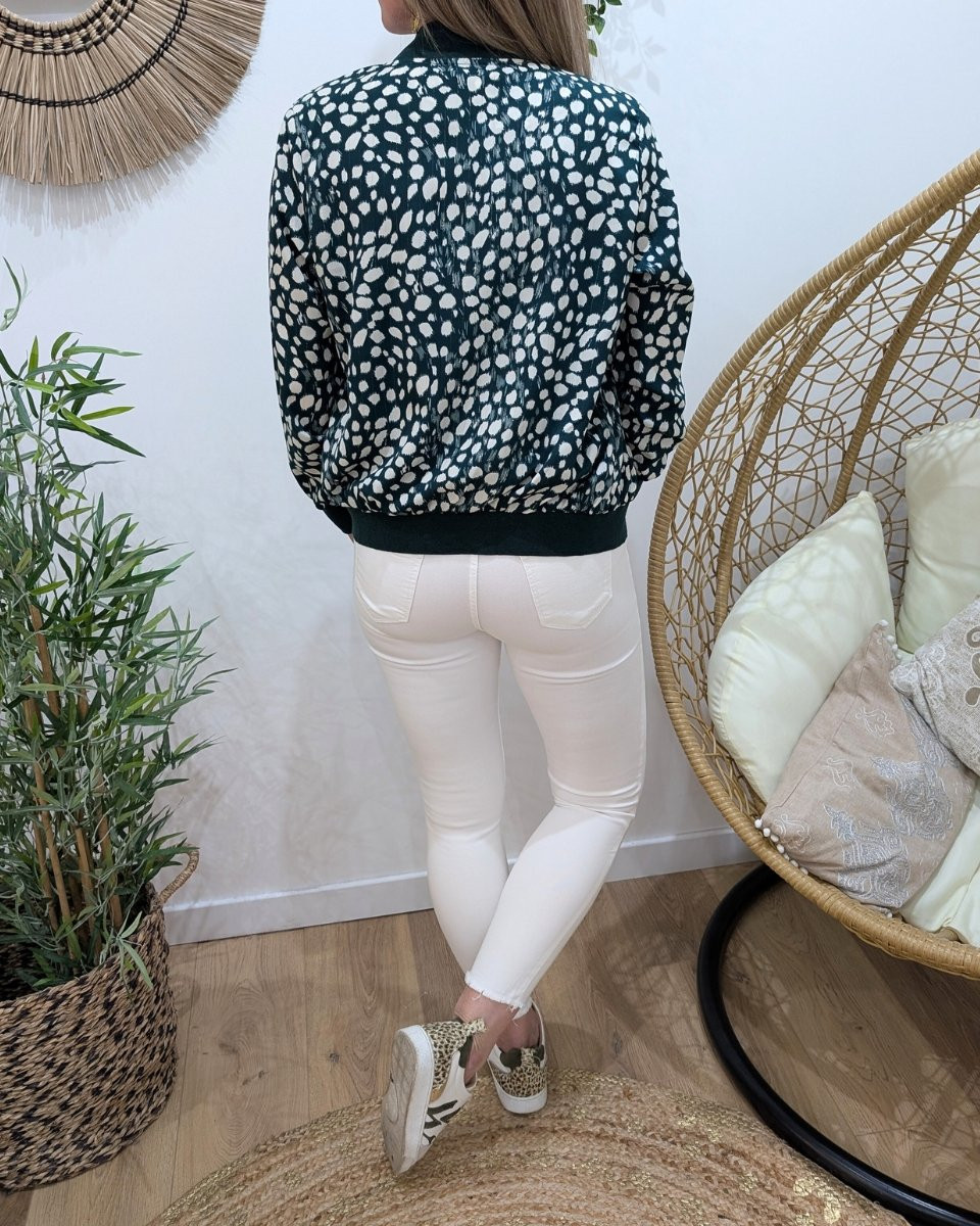 Bombers femme vert émeraude pois blancs Mazarine