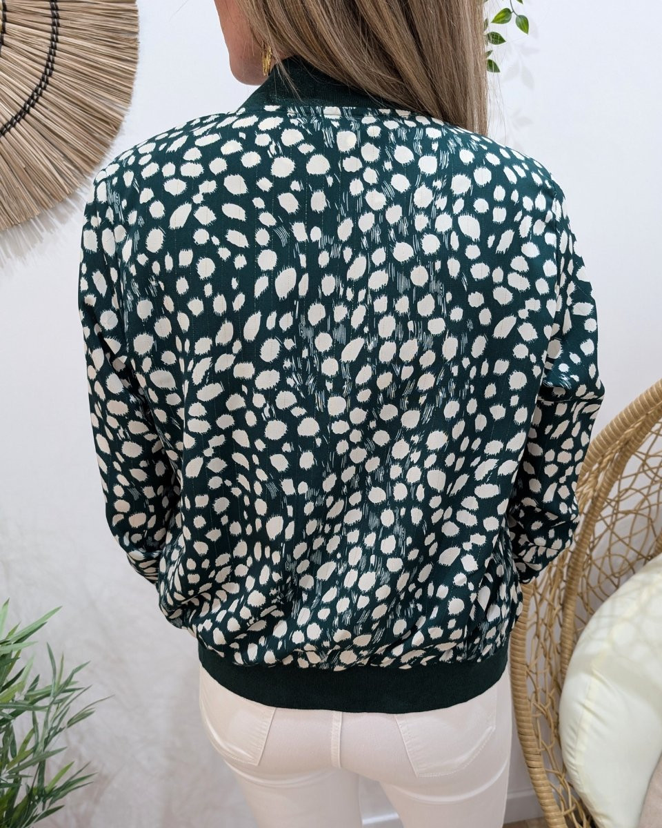 Bombers femme vert émeraude pois blancs Mazarine