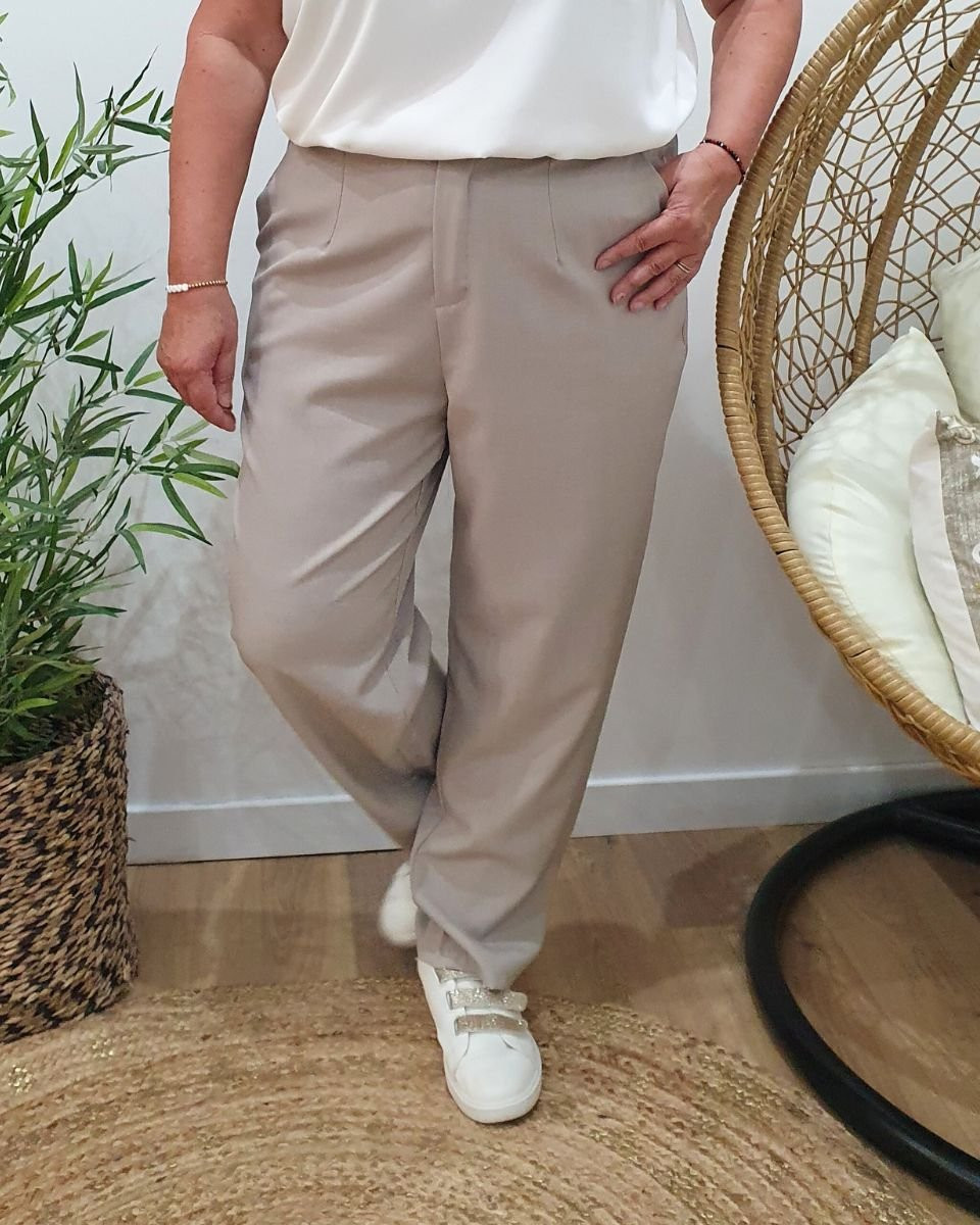 Pantalon tailleur femme grande taille beige taupe