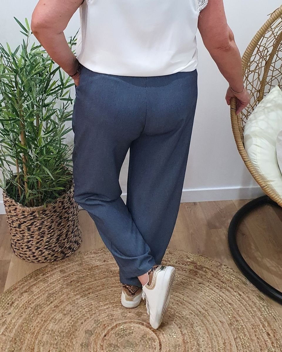 Pantalon tailleur femme grande taille bleu jean