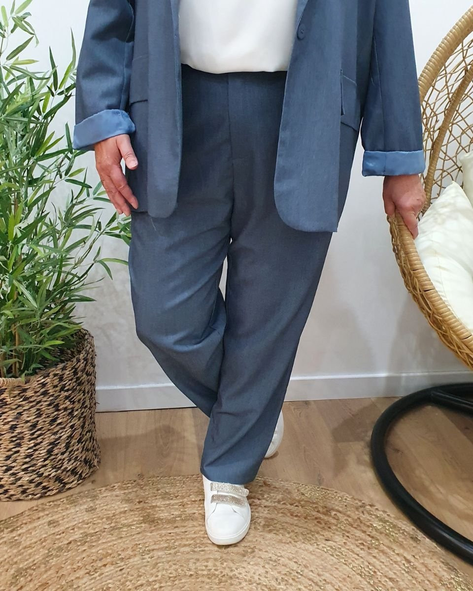 Pantalon tailleur femme grande taille bleu jean