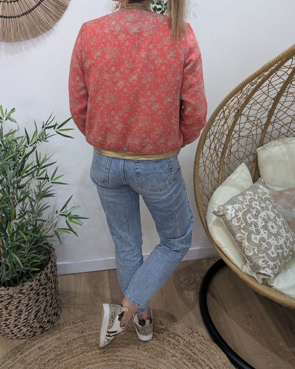 Bombers femme rose fleuri Ludivine