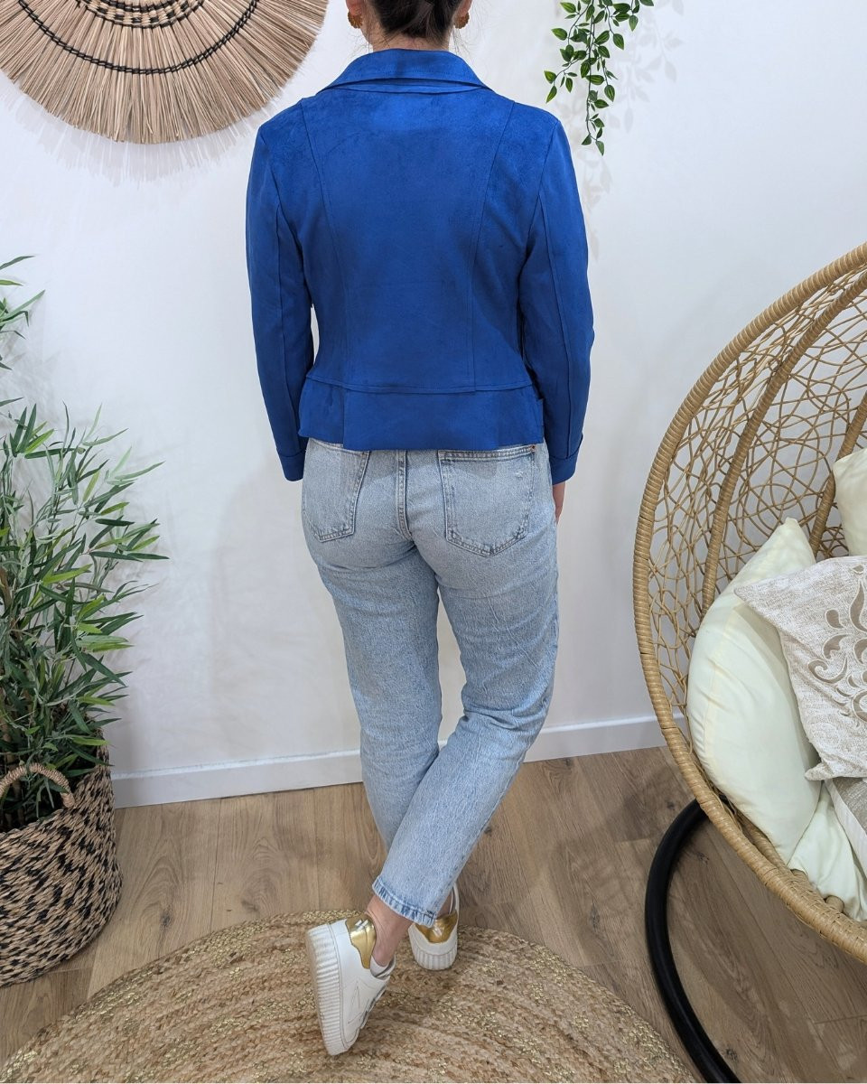 Perfecto femme fin suédine bleu roi