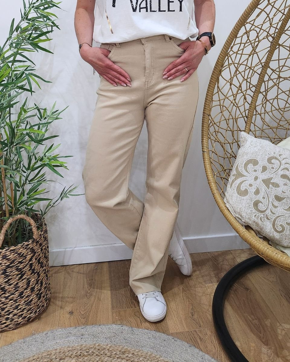 Pantalon evase beige on sale