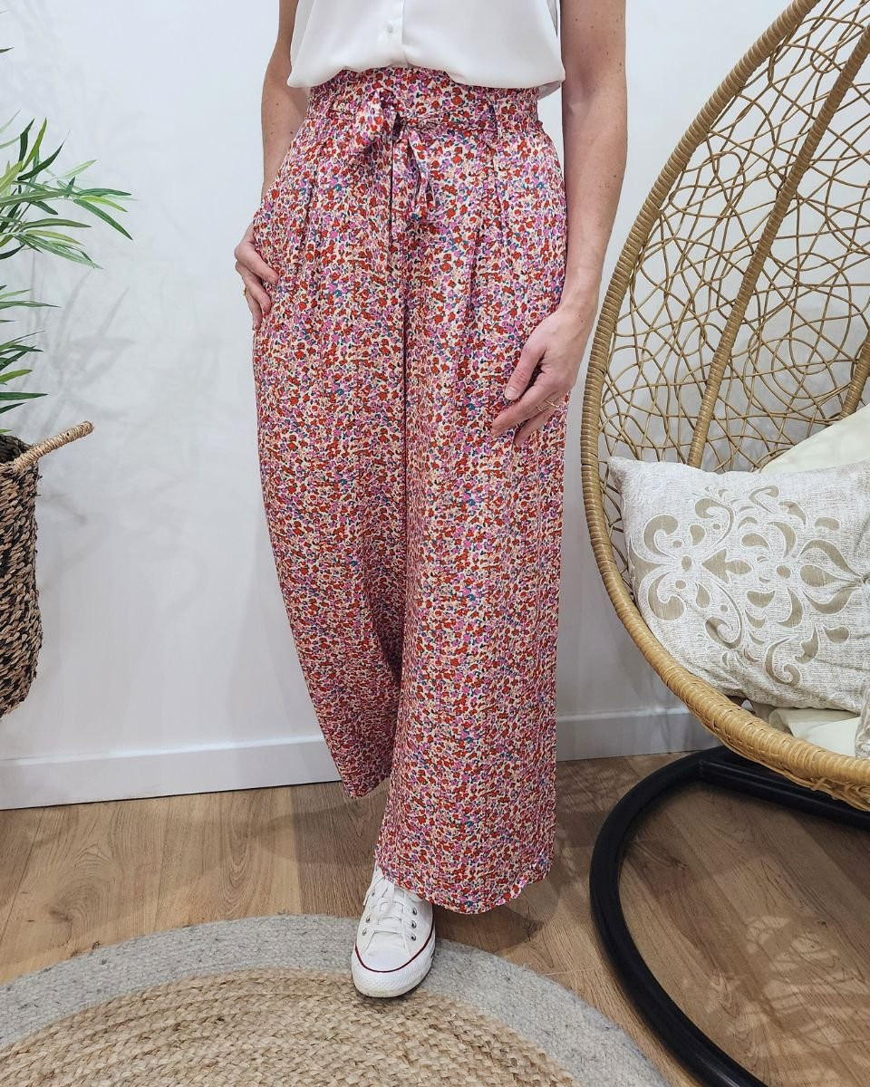 Fleuri Zara Zara Pantalon Fluide Large Pantalon Large Fleuri Femme