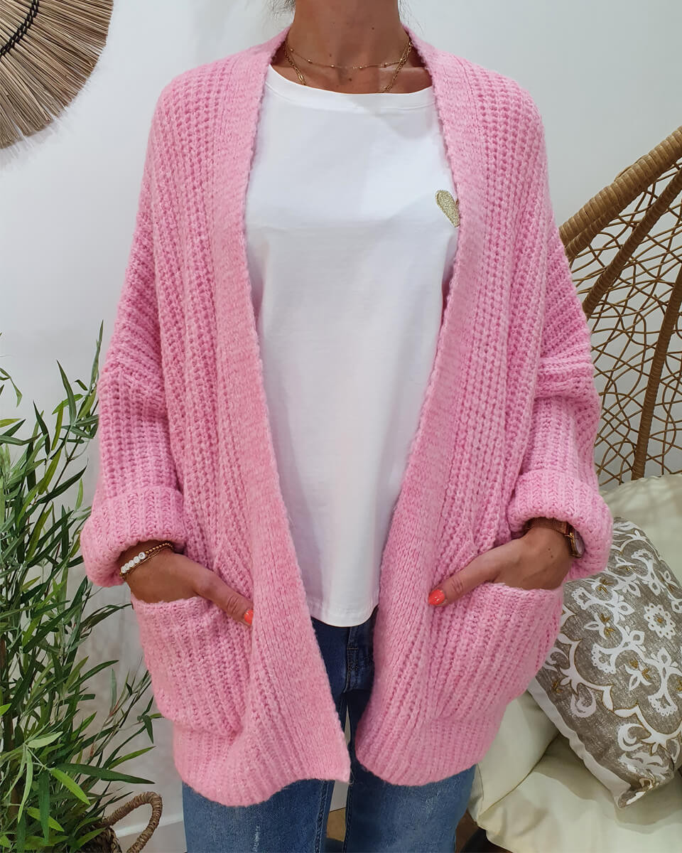 gilet rose en maille