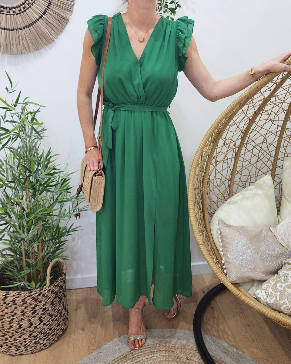 Robe longue femme vert gazon Kyllia 22424