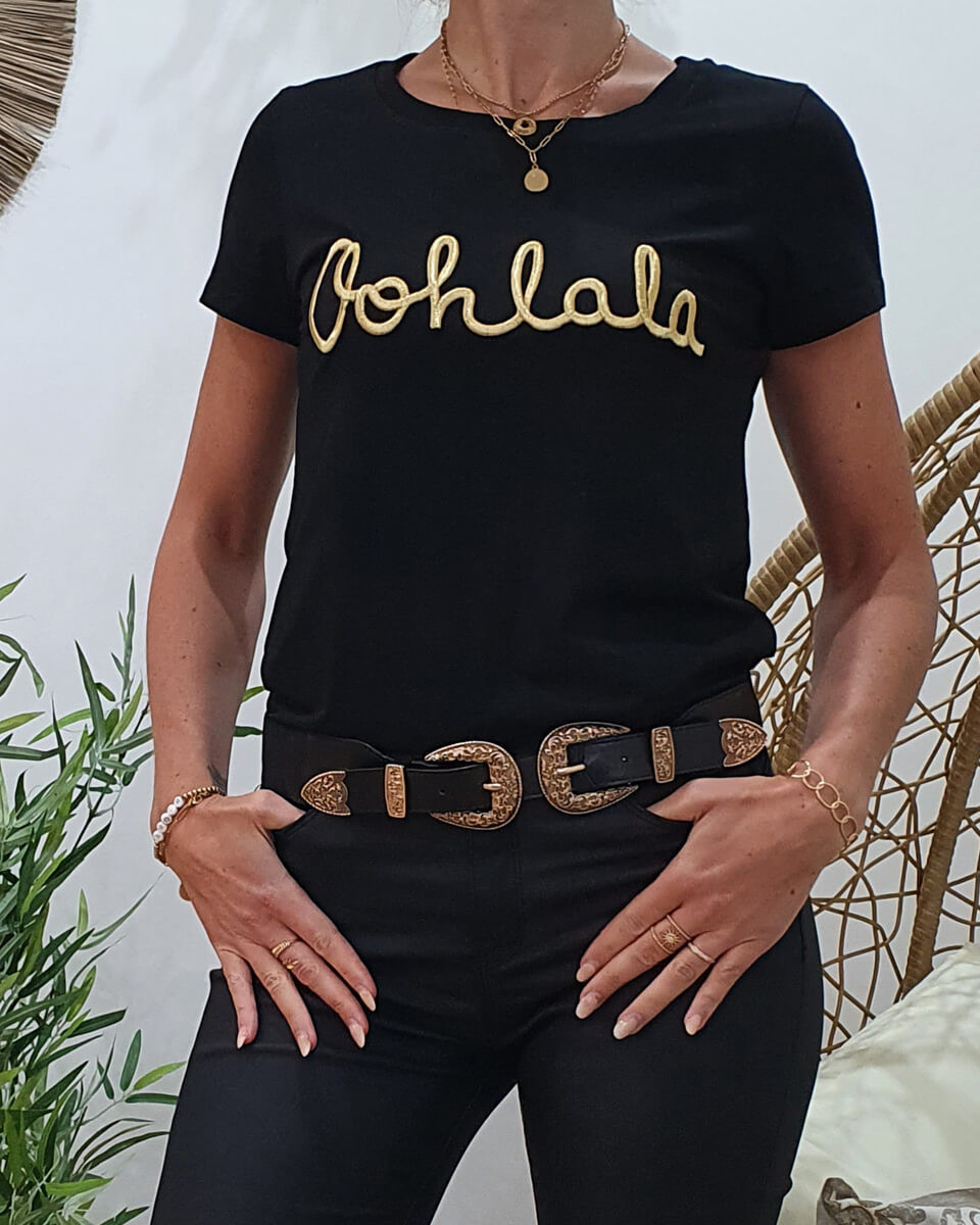T Shirt femme noir Oohlala dor