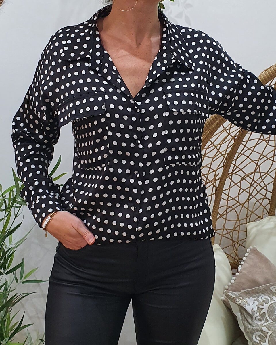 Chemisier Whistles Femme Noir à Pois Manches Longues Taille 10