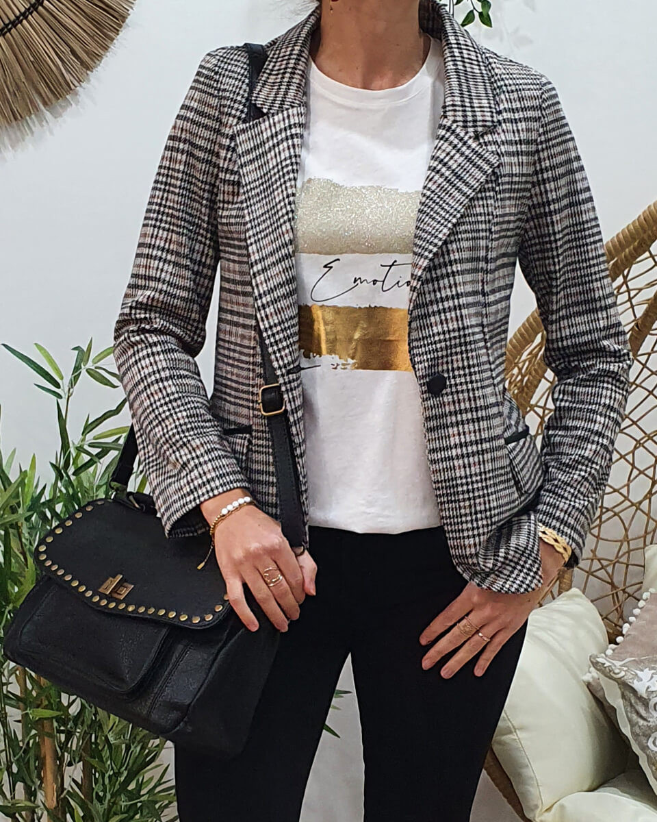 Blazer a shop carreaux marron