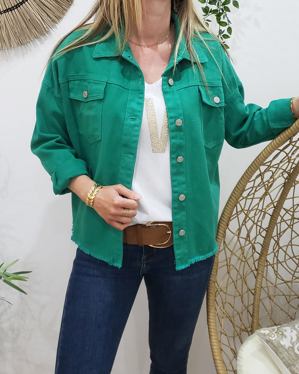 Veste en jean vert clearance