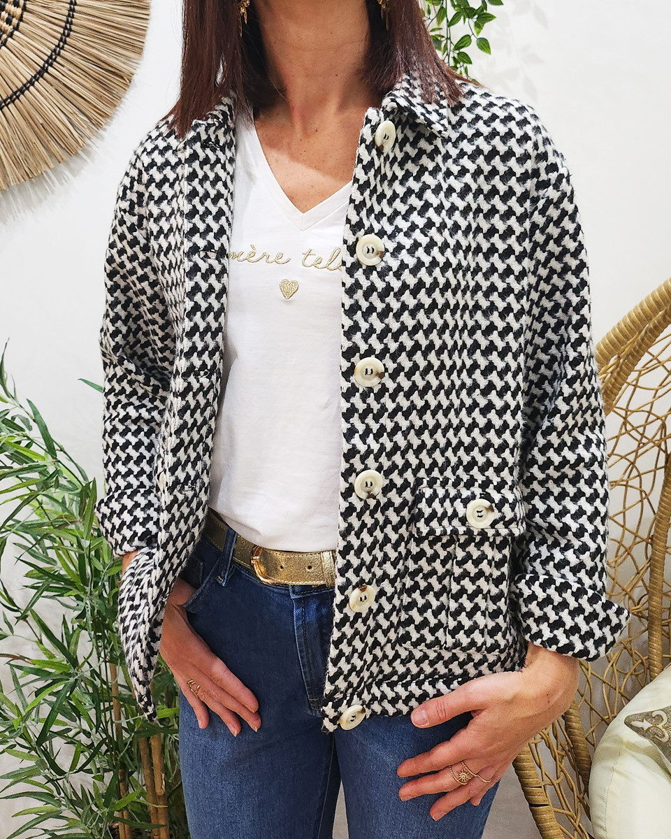 Gilet pied de poule femme hot sale