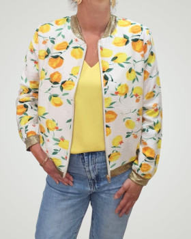 Bombers femme écru citrons jaunes