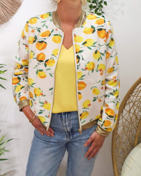 Bombers femme écru citrons jaunes