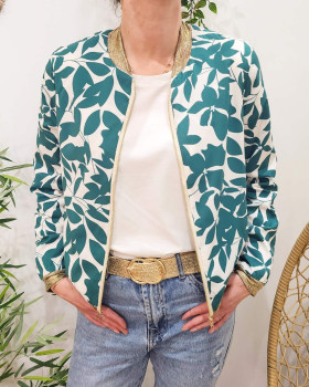 Bombers femme écru et vert Soizic