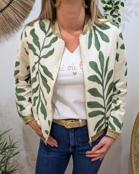 Bombers femme écru et vert Ismérie