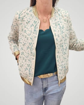 Bombers femme écru et vert Marthe