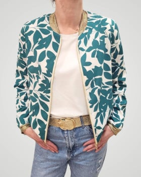 Bombers femme écru et vert Soizic