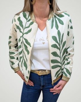 Bombers femme écru et vert Ismérie