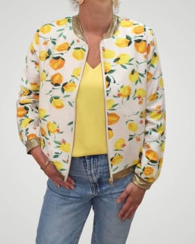 Bombers femme écru citrons jaunes