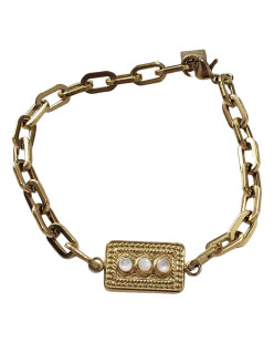 Bracelet Acier Nacre Doré