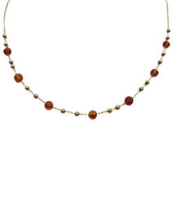 Collier Acier Pierre Orange