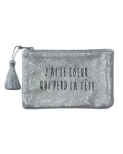 Pochette Coton Métal Polyester Argent