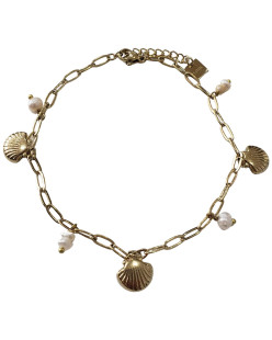 Chaine de cheville Acier Nacre Doré