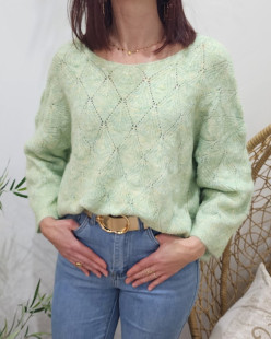 Pull Acrylique Laine Mohair Vert d'eau