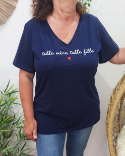 T-Shirt / Top Coton Spandex Bleu marine