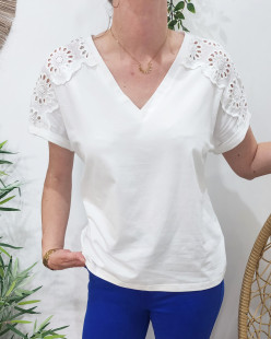 T-Shirt / Top Coton Elasthane Blanc