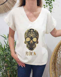 T-Shirt / Top Coton Elasthane Ecru