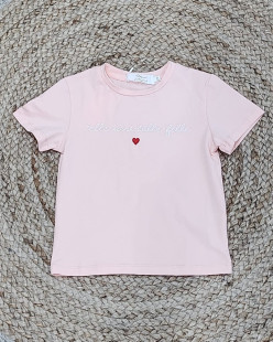 T-Shirt / Top Coton Spandex Rose poudré