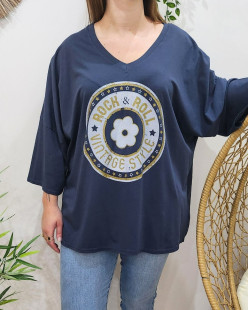 T-Shirt / Top Coton Bleu marine