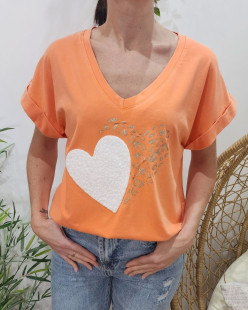 T-Shirt / Top Coton Elasthane Orange