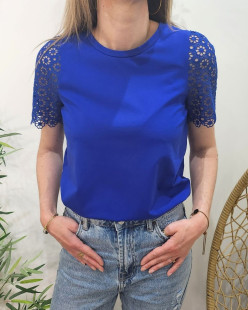 T-Shirt / Top Coton Elasthane Bleu roi
