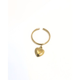 Bague femme acier doré pendentif coeur