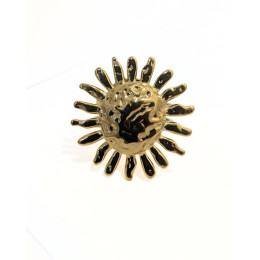 Bague femme acier doré soleil