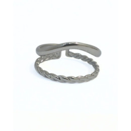 Bague femme acier argenté double Juna