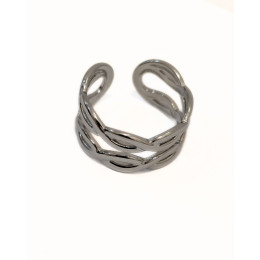 Bague femme acier argenté torsadé Smilla