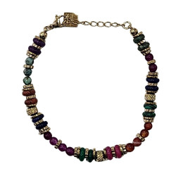 Bracelet femme acier doré et pierres multicolores Hanaé