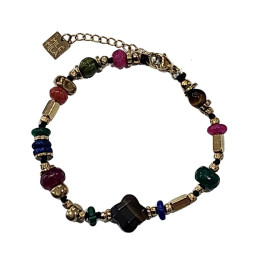 Bracelet femme acier doré et pierres multicolores Isalie