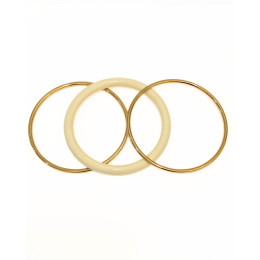 Bracelet manchette résine beige et acier doré