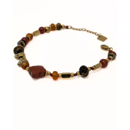 Bracelet femme acier doré et pierres terracotta Isalie
